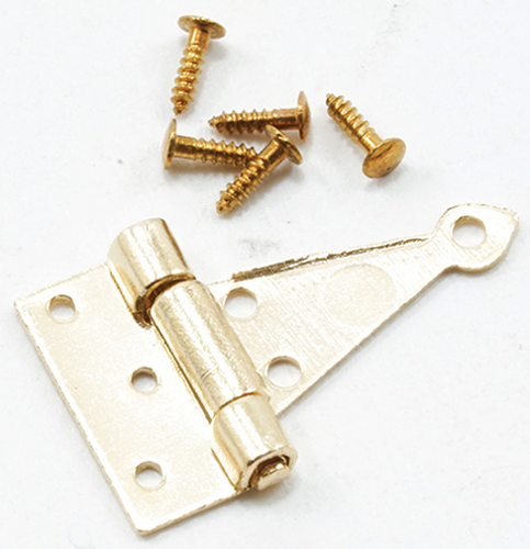 Dollhouse Miniature T-Hinges, Brass 2Pr with 24 Nails